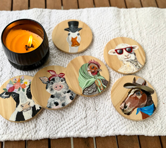 The Farm Wood Coasters Set